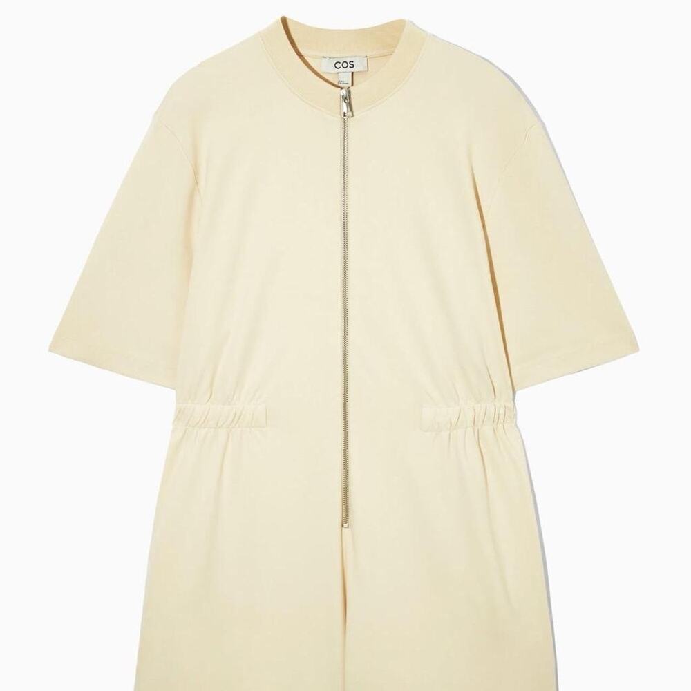 NWT Cos Zip Up Play Suit Romper Shorts Size S Beige